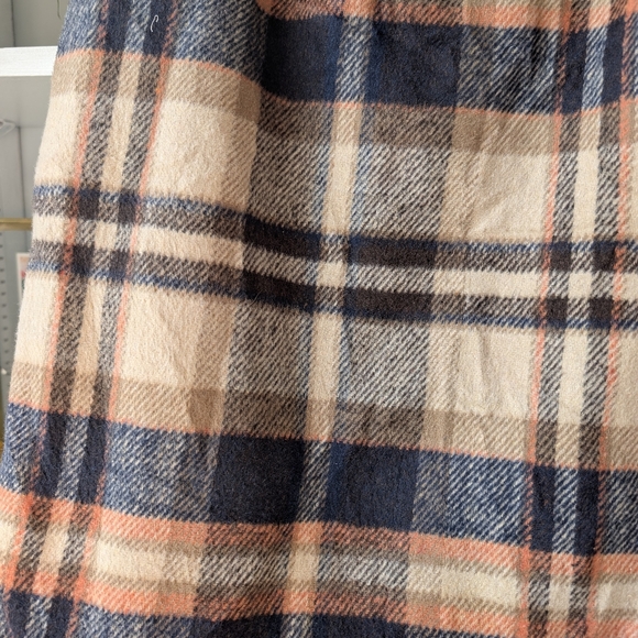 Plaid Skirt Women's Wool Blend Cream and Blue Size Medium Twee Academia Preppy - Picture 5 of 7